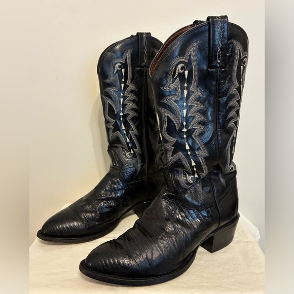 Tony Lama Men’s Nacogdoches Teju Lizard Black Leather Western Boot; Size 8.5D - Picture 13 of 16